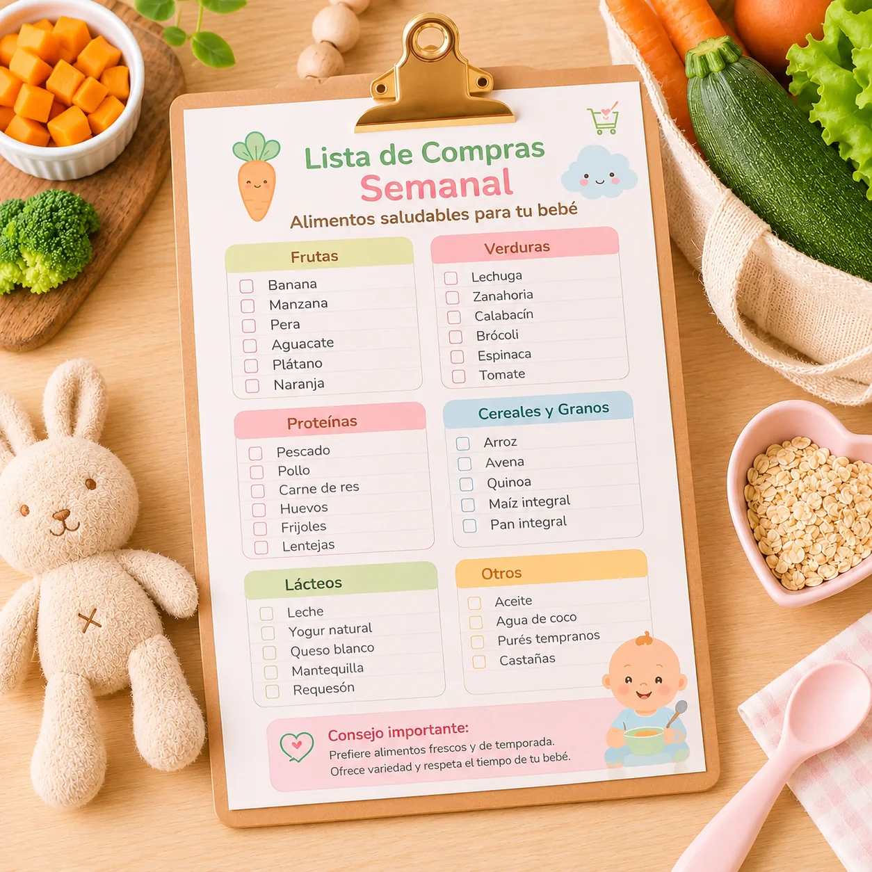 Lista de compras para orientarte sobre qué comprar y cuándo comprarlo